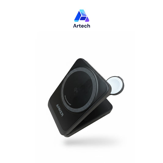 Anker MagGo Wireless Charging Station (15W, Foldable 3-in-1) Cable and Charger Bundle