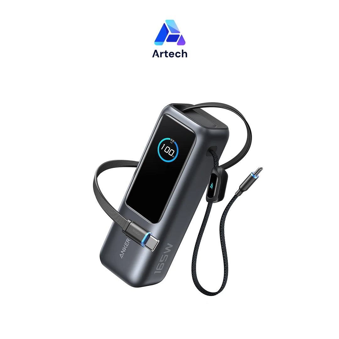 Anker Power Bank (25K, 165W) with Built-In USB-C and Retractable Cables