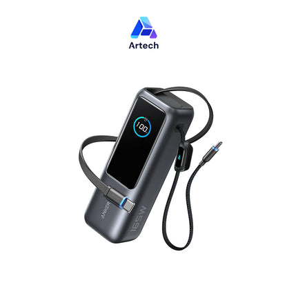 Anker Power Bank (25K, 165W) with Built-In USB-C and Retractable Cables