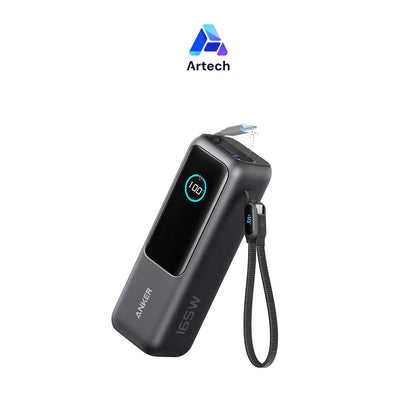 Anker Power Bank (25K, 165W) with Built-In USB-C and Retractable Cables